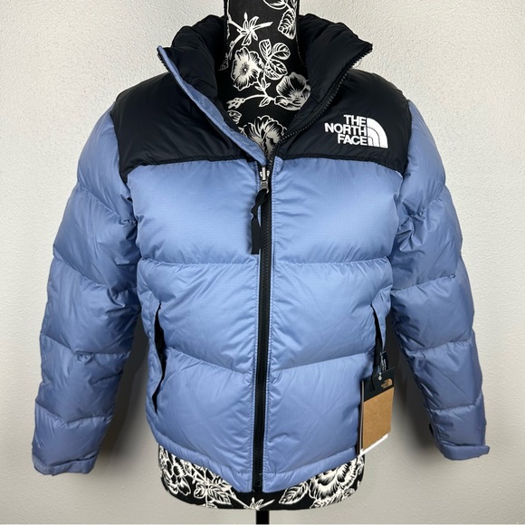 NWT The North Face 1996 Retro Nuptse Blue/Black Duck Down Puffer Jacket Coat- XS - Picture 4 of 16